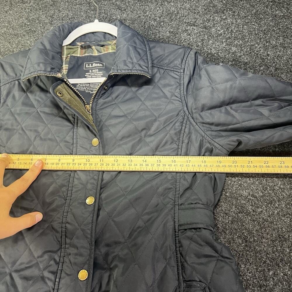 LL Bean Riding Jacket Barn Coat Women's Black Quilted Plaid Lining S Reg - Picture 4 of 7